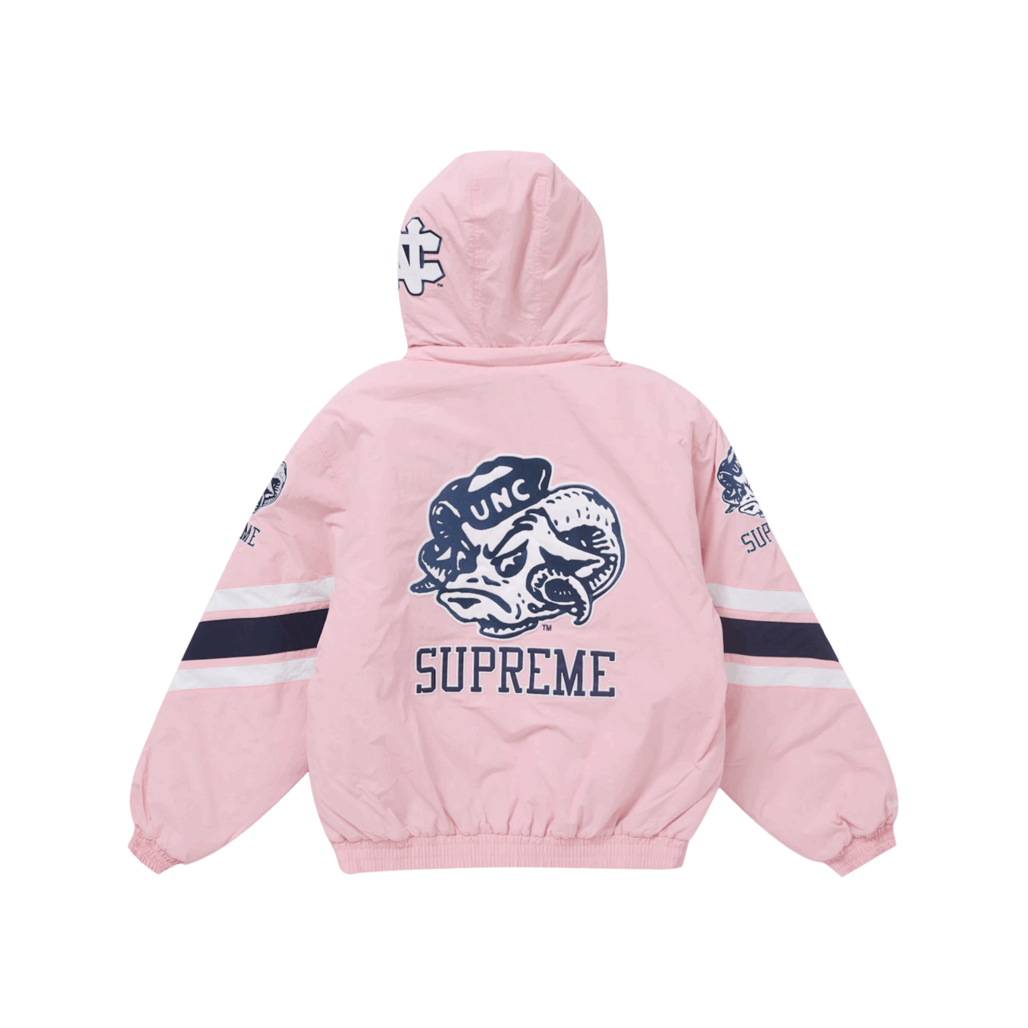 Supreme Mitchell & Ness NCAA Hooded Stadium Jacket Pink