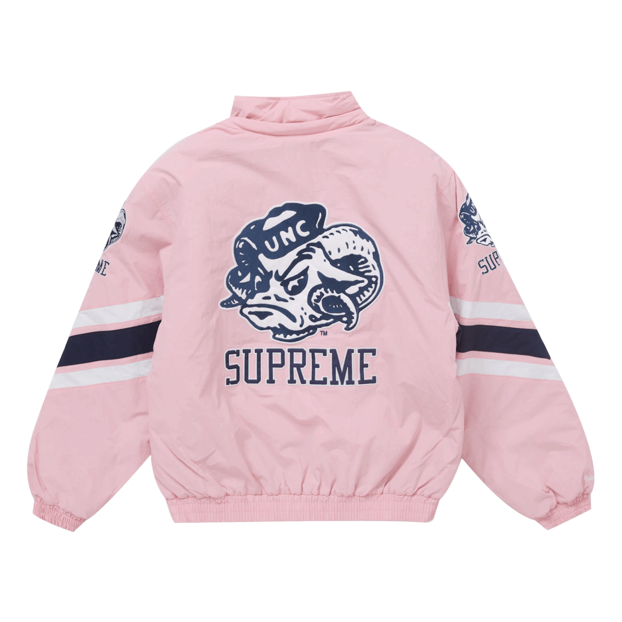 Supreme Mitchell & Ness NCAA Hooded Stadium Jacket Pink