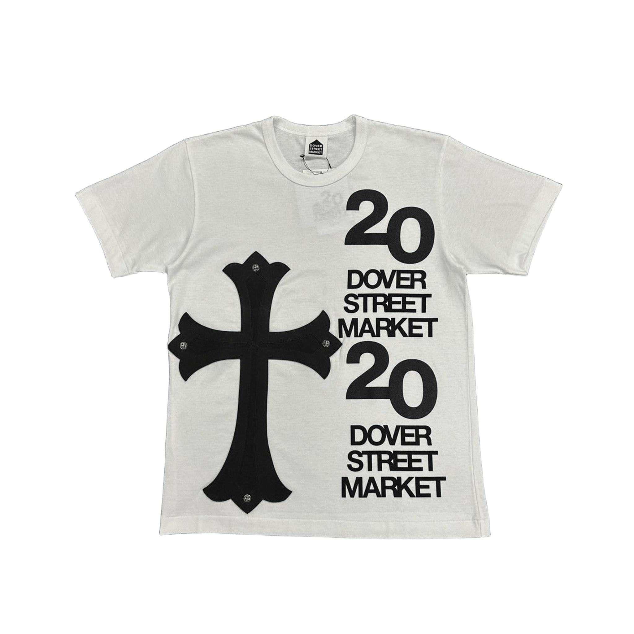 Chrome Hearts DSM Dover Street Market 20th Anniversary XL Leather Cross Patch T-Shirt White - Morely TrendsChrome Hearts Type here:)
