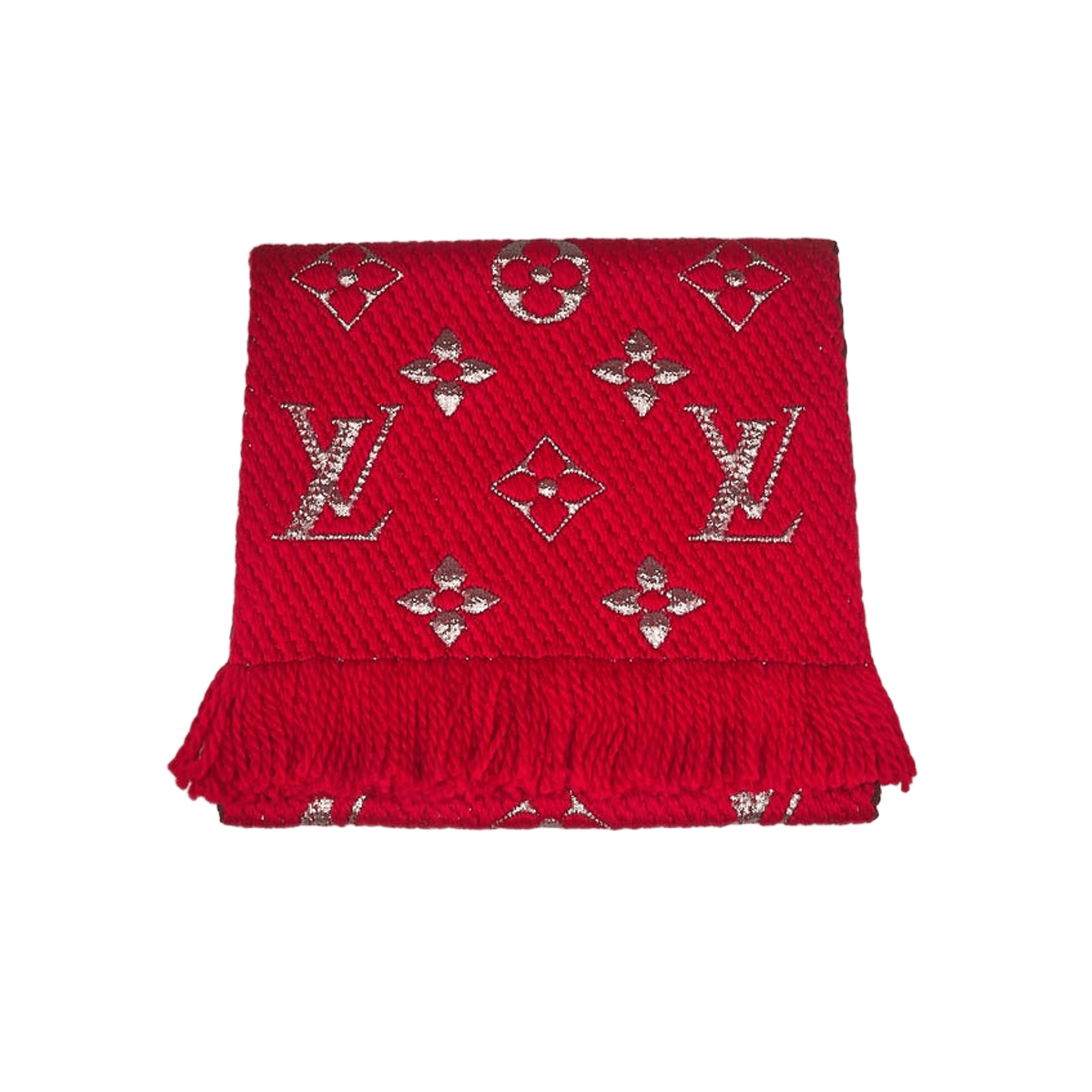 Louis Vuitton Red Wool/Silk Logomania Shine Scarf - Morely TrendsLouis Vuitton Type here:)
