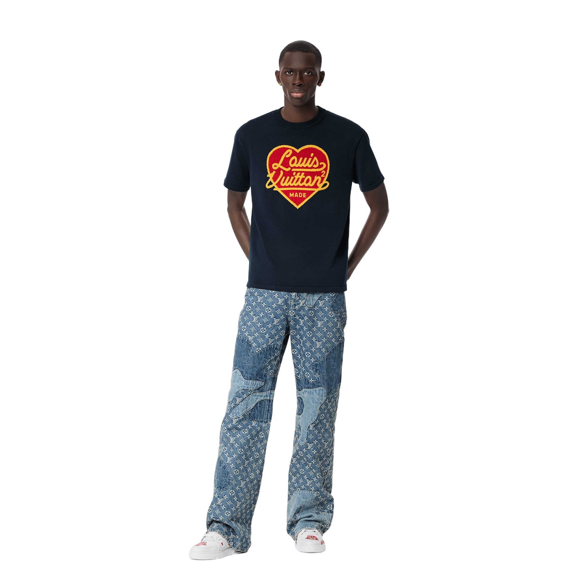 Louis Vuitton x Nigo Intarsia Jacquard Heart Crewneck Dark Ocean - Morely TrendsLouis Vuitton Type here:)