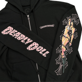 Chrome Hearts Deadly Doll Jessie Jo Stark Pink Cemetery Logo Zip Up Hoodie Black