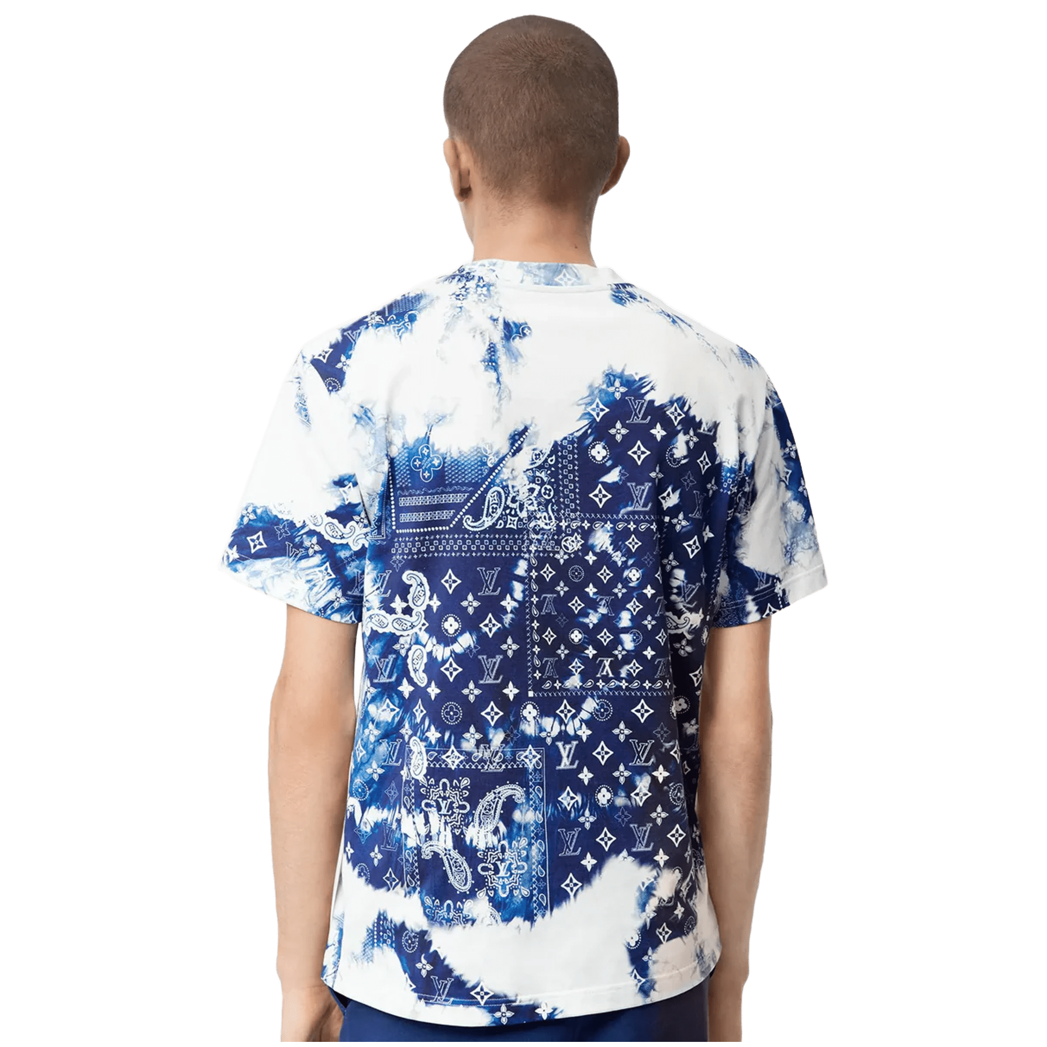 Louis Vuitton Monogram Bandana Printed T-Shirt Blue/White - Morely TrendsLouis Vuitton Type here:)