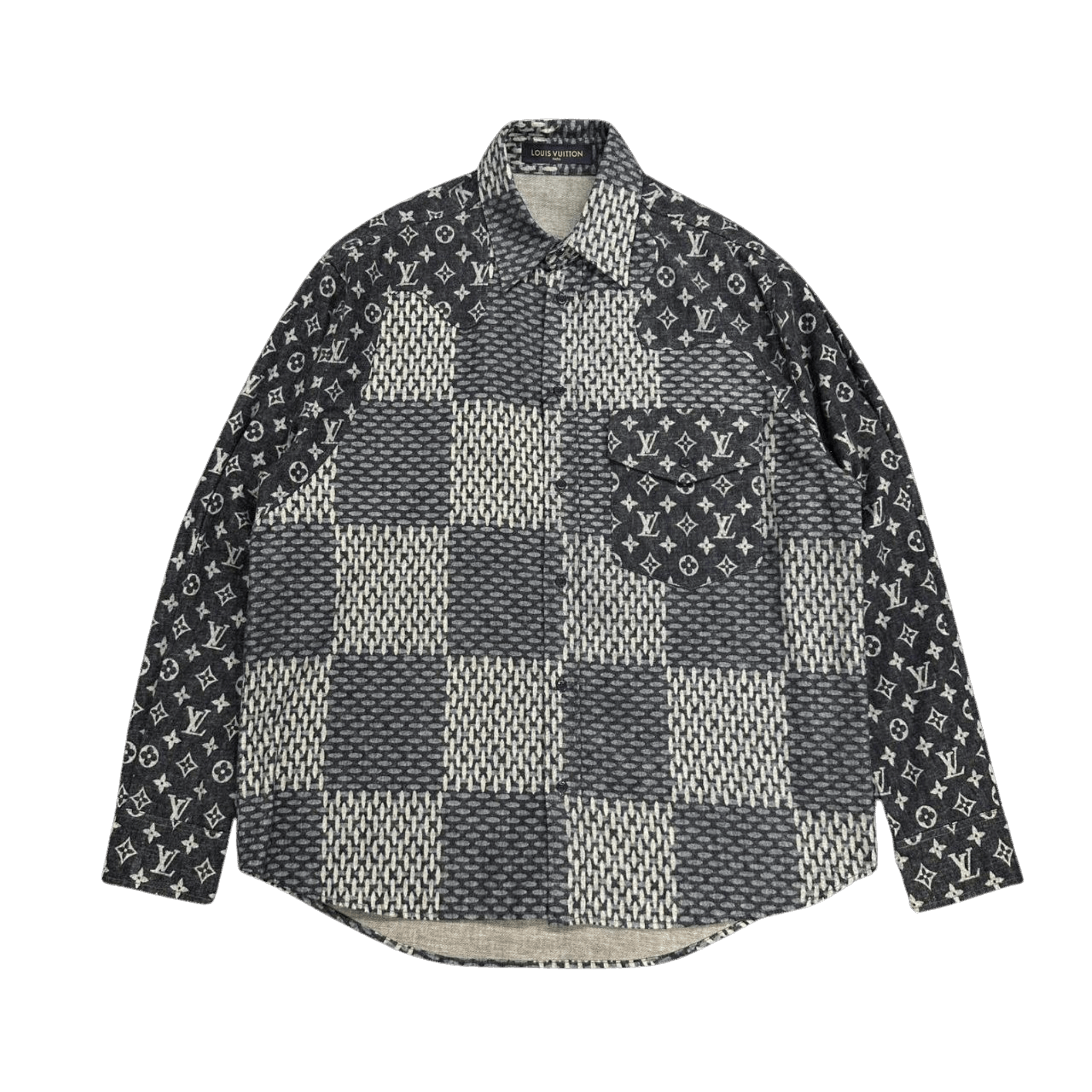 Louis Vuitton x Nigo MNGM Waves Giant Damier Flannel Shirt Indigo