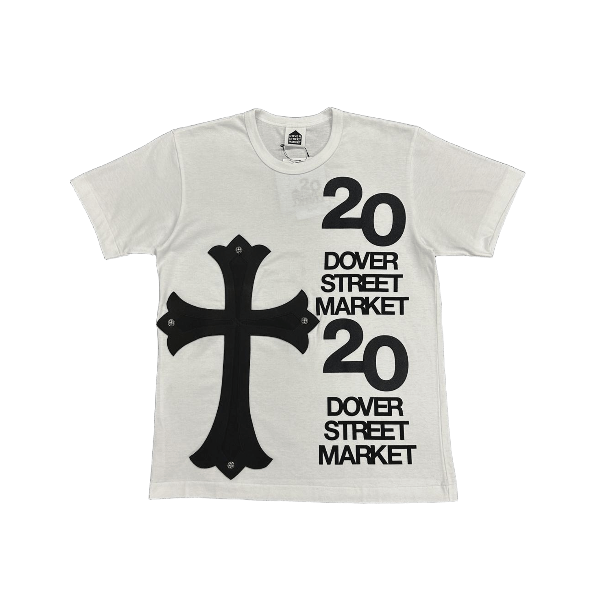 Chrome Hearts DSM Dover Street Market 20th Anniversary XL Leather Cross Patch T-Shirt White - Morely TrendsChrome Hearts Type here:)