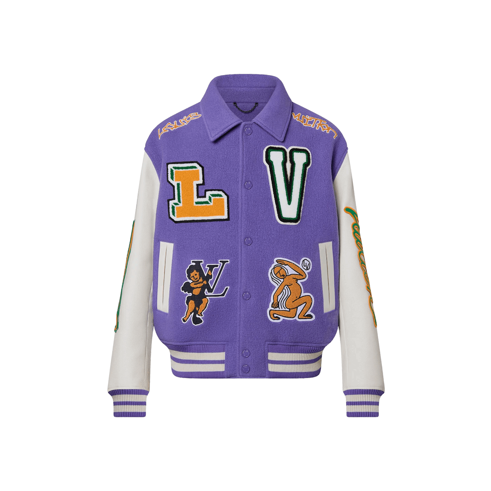 Louis Vuitton Multi-Patches Mixed Leather Varsity Blouson Fig