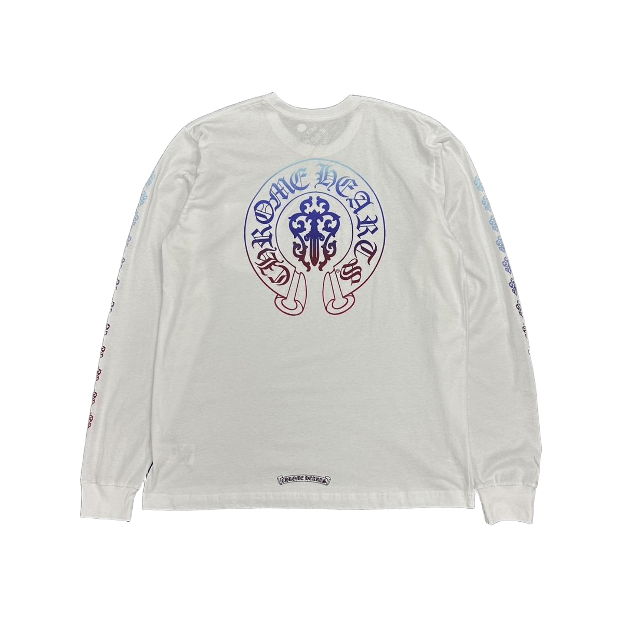 Chrome Hearts Gradient Horseshoe Dagger Logo Long Sleeve T-Shirt White - Morely TrendsChrome Hearts Type here:)