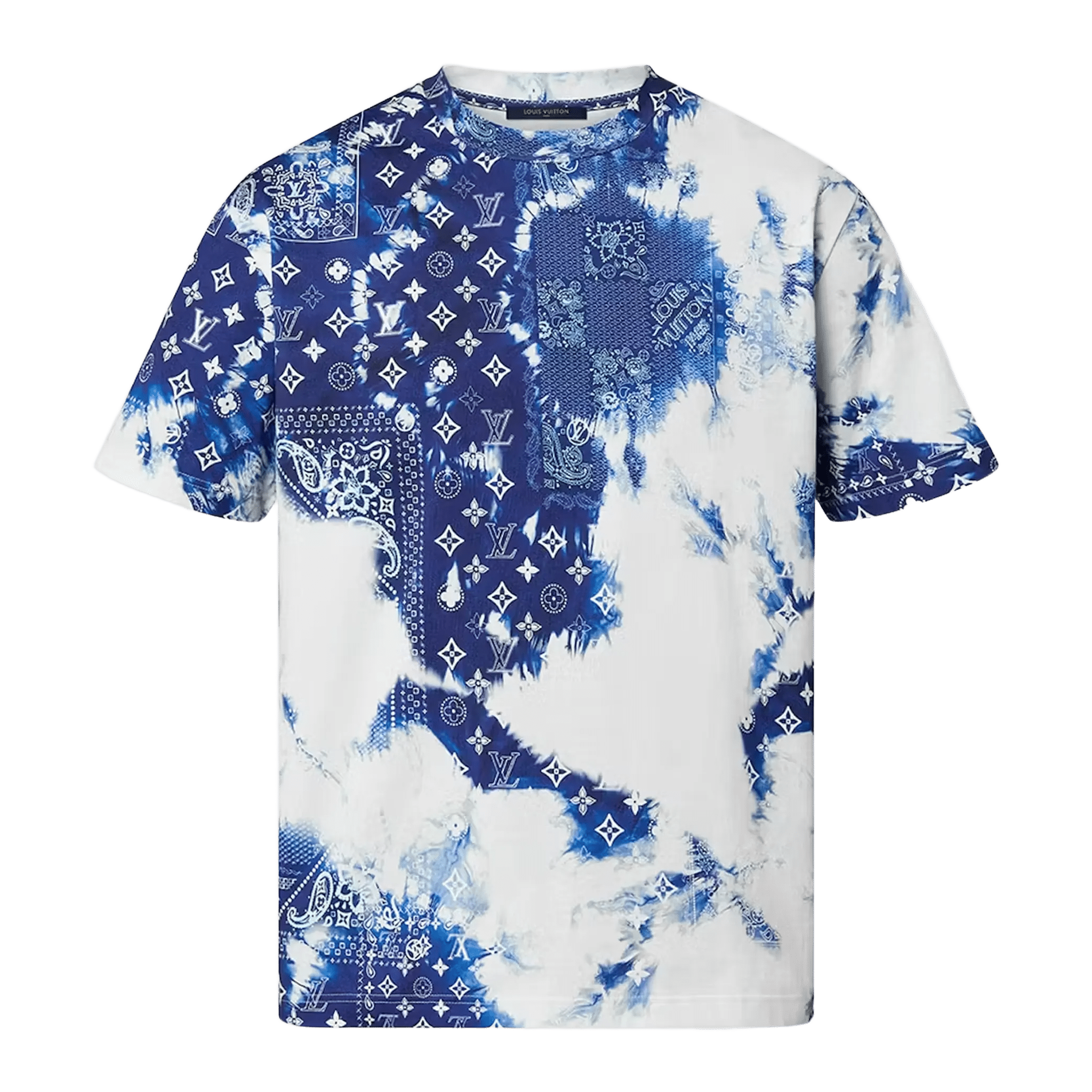 Louis Vuitton Monogram Bandana Printed T-Shirt Blue/White - Morely TrendsLouis Vuitton Type here:)