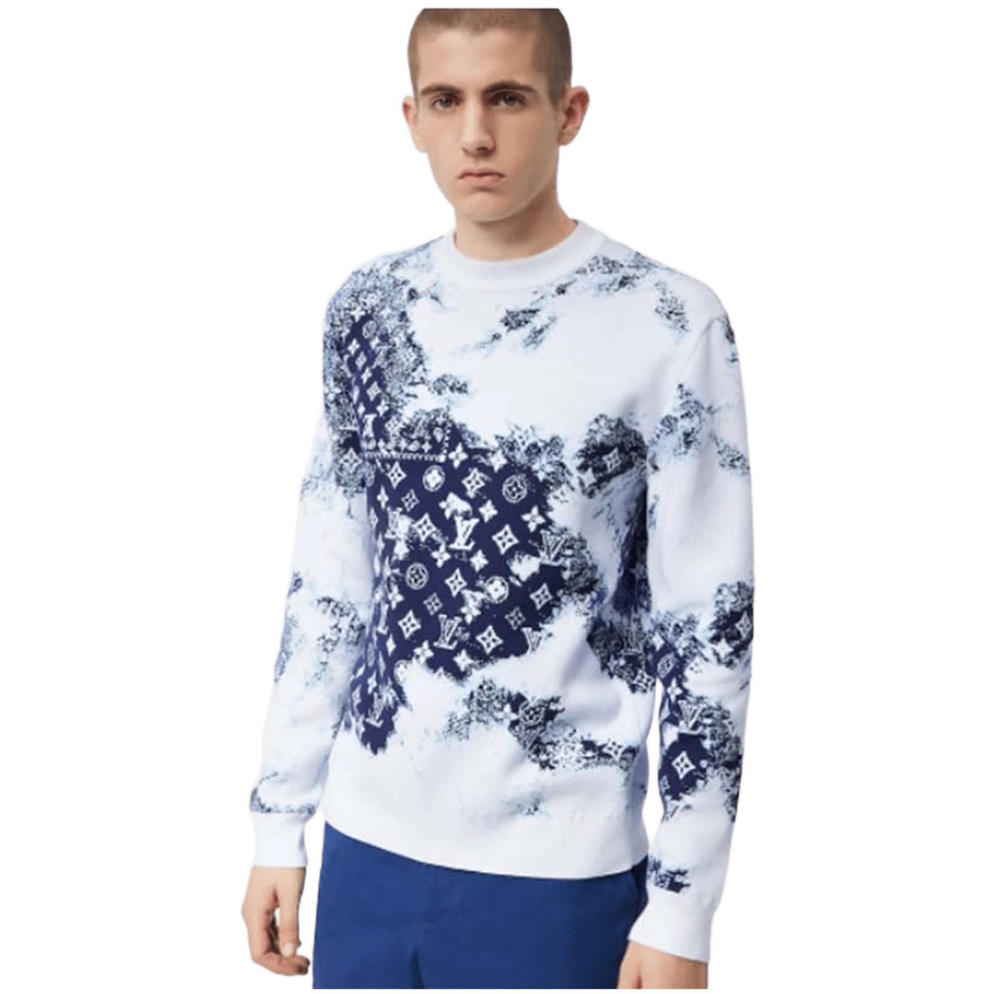 Louis Vuitton Monogram Bandana Crewneck Indigo/White - Morely TrendsLouis Vuitton Type here:)