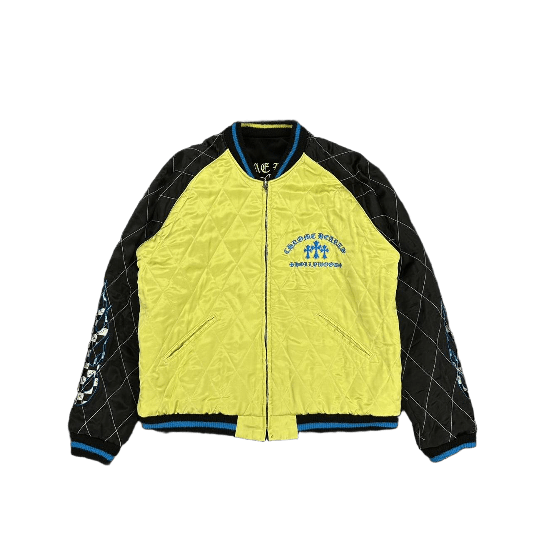 Chrome Hearts Matty Boy Flaming Youth Reversible Souvenir Jacket Black Yellow - Morely TrendsChrome Hearts Type here:)