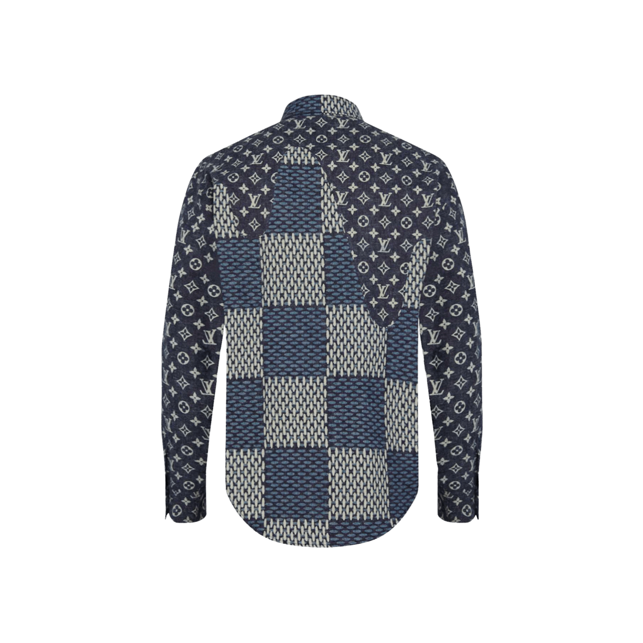 Louis Vuitton x Nigo MNGM Waves Giant Damier Flannel Shirt Indigo