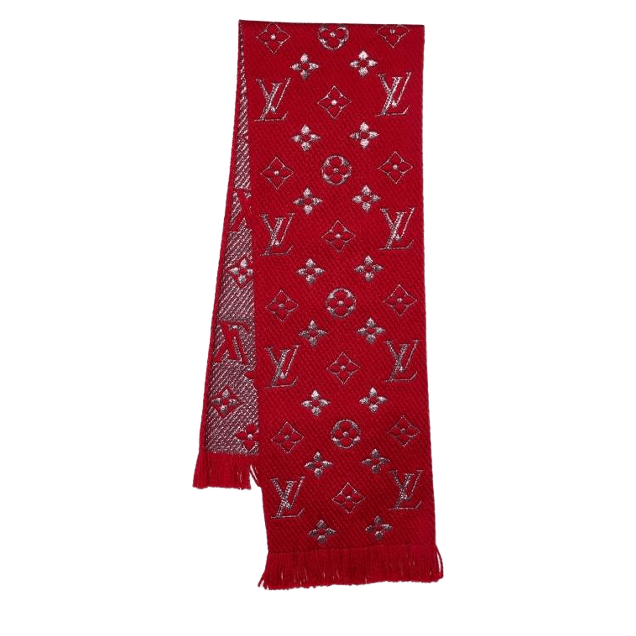Louis Vuitton Red Wool/Silk Logomania Shine Scarf - Morely TrendsLouis Vuitton Type here:)