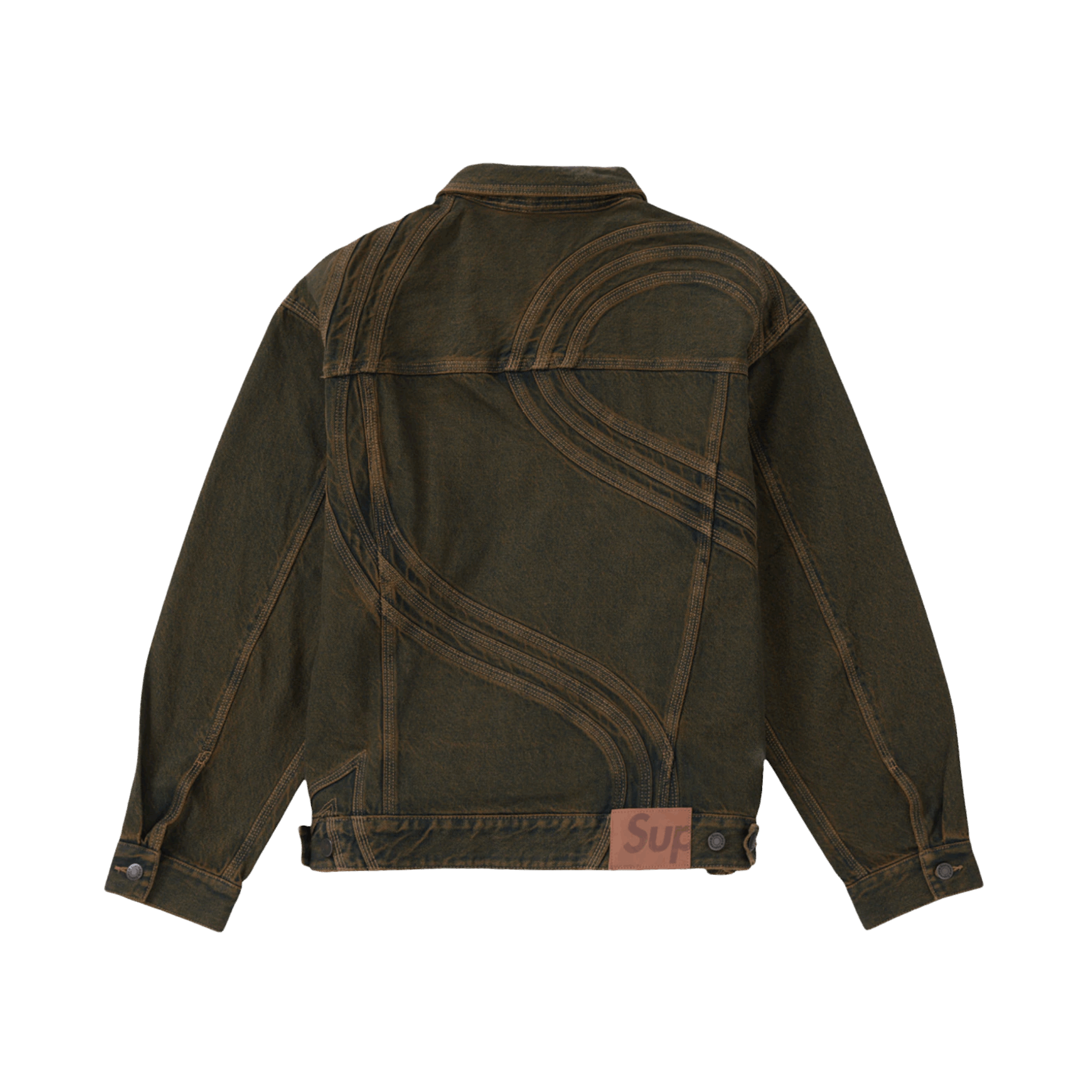 Supreme S Logo Denim Trucker Jacket Dirty Green