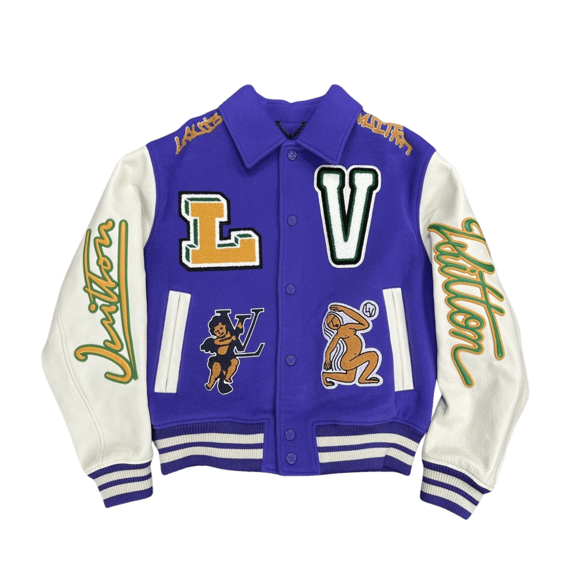 Louis Vuitton Multi-Patches Mixed Leather Varsity Blouson Fig