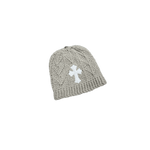 Chrome Hearts Cashmere White Leather Cross Patch Knit Pattern Beanie Cream - Morely TrendsChrome Hearts Type here:)