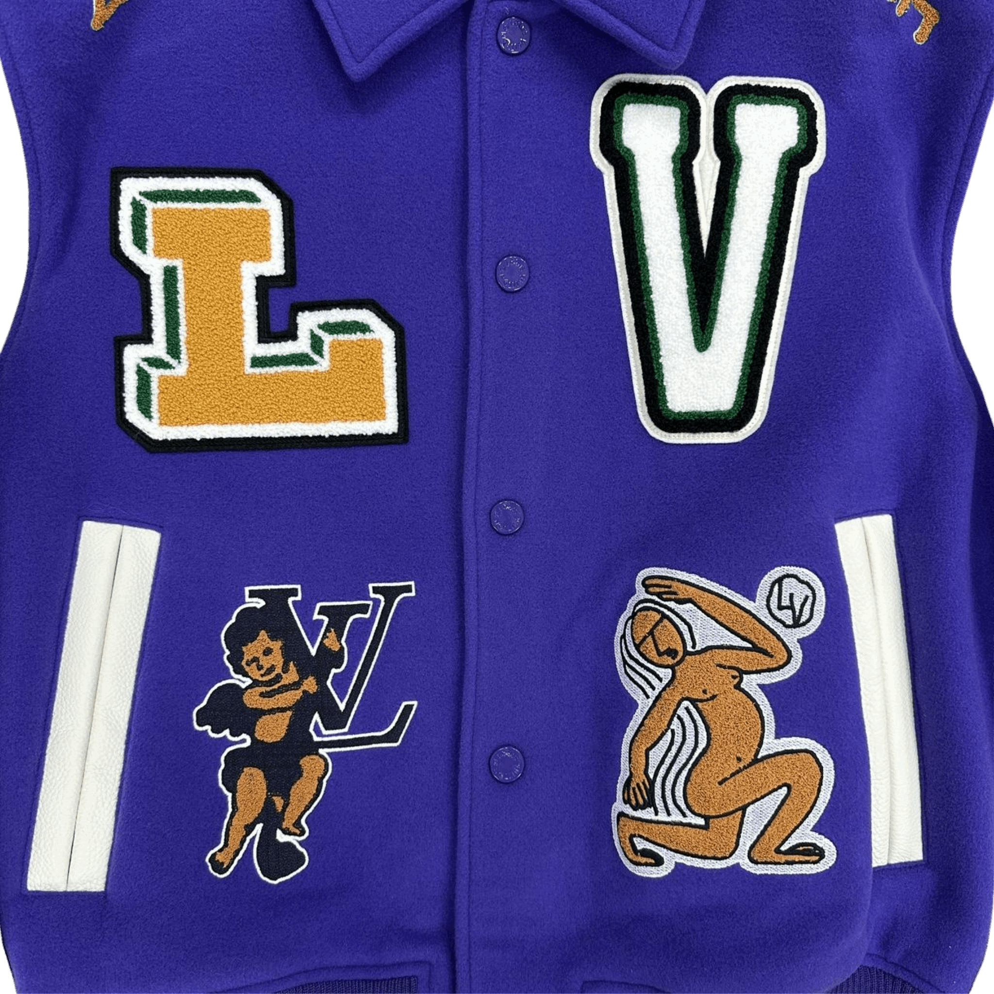 Louis Vuitton Multi-Patches Mixed Leather Varsity Blouson Fig