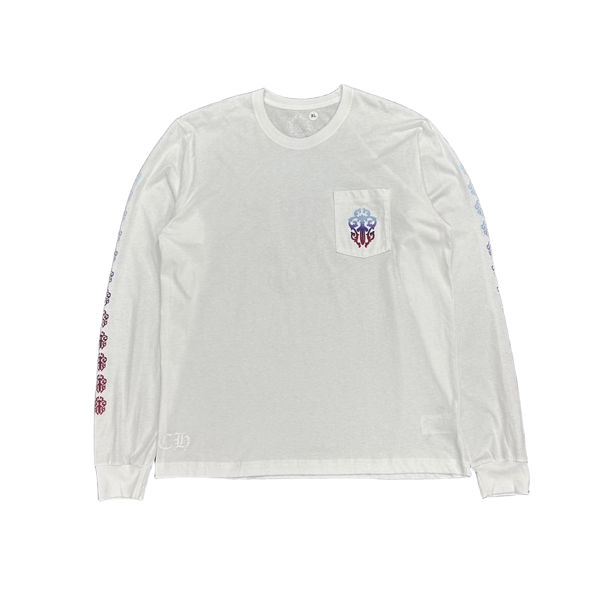 Chrome Hearts Gradient Horseshoe Dagger Logo Long Sleeve T-Shirt White - Morely TrendsChrome Hearts Type here:)