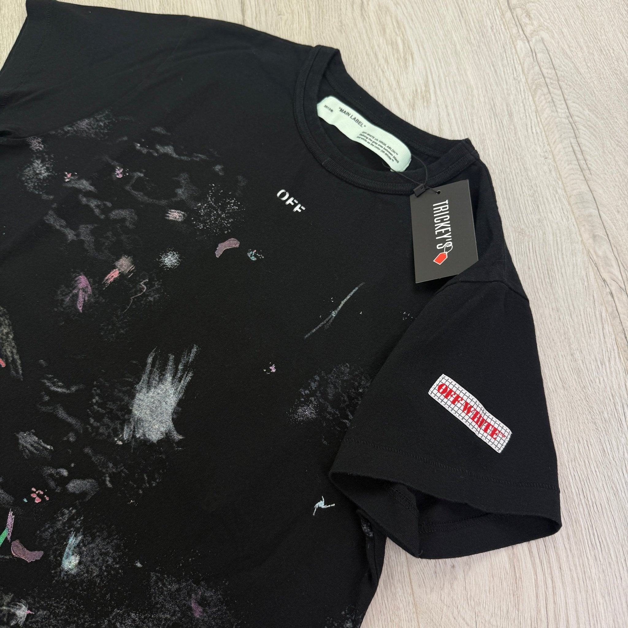 Off White Black Distressed Paint Splatter T-shirt - Morely TrendsOff white Type here:)