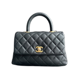 Chanel Black Caviar Quilted Small Top Handle Bag