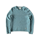 Gucci Blue Distressed G Logo Wool Sweater