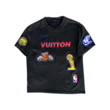 Louis Vuitton NBA Black Embroidered Patches T-Shirt