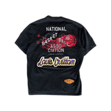 Louis Vuitton NBA Black Embroidered Patches T-Shirt