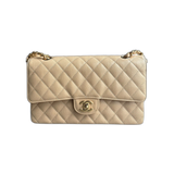 Chanel Beige Caviar Quilted Medium Flap Bag