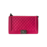 Chanel Hot Pink Quilted Lambskin Medium Boy Bag