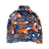 Louis Vuitton Blue & Orange Camo Monogram Fleece Zip Up Jacket