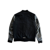 Chrome Hearts Black Leather Cross Patch Bomber Jacket