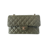 Chanel Olive Small Quilted Caviar Flap Bag