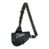 Dior Black & Silver Logo Calfskin Saddle Bag