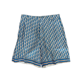 Dior Blue & White Oblique Bermuda Silk Shorts