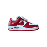 Louis Vuitton Nike Red & White Monogram Air Force 1 Sneakers