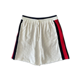 Gucci White GG Monogram Striped Terry Cloth Shorts