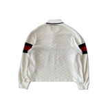 Gucci White GG Monogram Striped Terry Cloth Longsleeve Polo Shirt