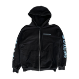 Chrome Hearts Black & Blue Script Logo Thermal Zip Up Hoodie