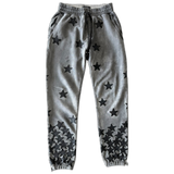 Amiri Chemist Grey & Black Leather Star Applique Sweatpants