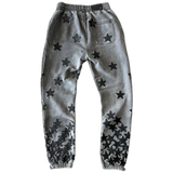 Amiri Chemist Grey & Black Leather Star Applique Sweatpants