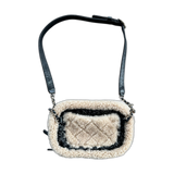 Chanel Beige & Black Crumpled Sheepskin Shoulder Bag