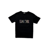 Dior Black Floral Logo Embroidered T-Shirt