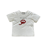 Gucci White & Red Mouth Logo T-Shirt