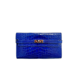 Hermes Blue Electrique Alligator Classic Kelly Wallet