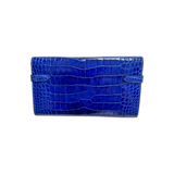 Hermes Blue Electrique Alligator Classic Kelly Wallet