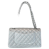 Chanel Silver Quilted Medium Flap Bag