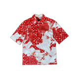 Louis Vuitton Red Bleached Bandana Monogram Button Up Shirt