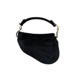 Dior Black Velvet Crystal D Mini Saddle Bag