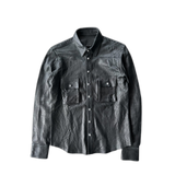 Chrome Hearts Black Leather Button Up Shirt