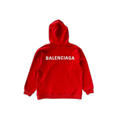 Balenciaga Red & White Logo Hoodie