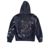 Louis Vuitton Navy & White Flower Embroidered Zip Up Hoodie